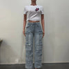 Patchwork Multi-Pocket Denim Pants | MzStar Fashion | view 6