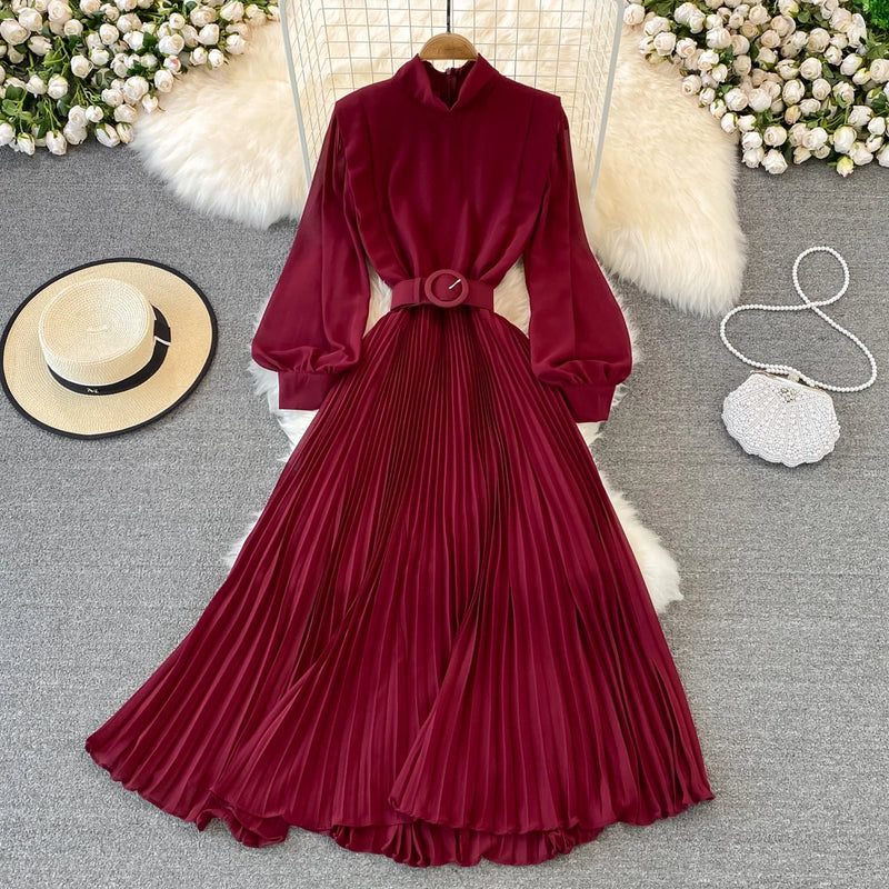Pleated Taffeta Midi Dress | MzStar Fashion | view 2