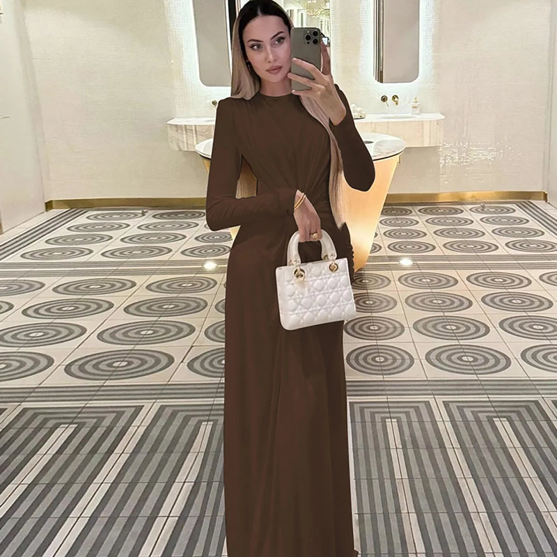 Round-Neck Bodycon Maxi Dress | MzStar Fashion | view 5