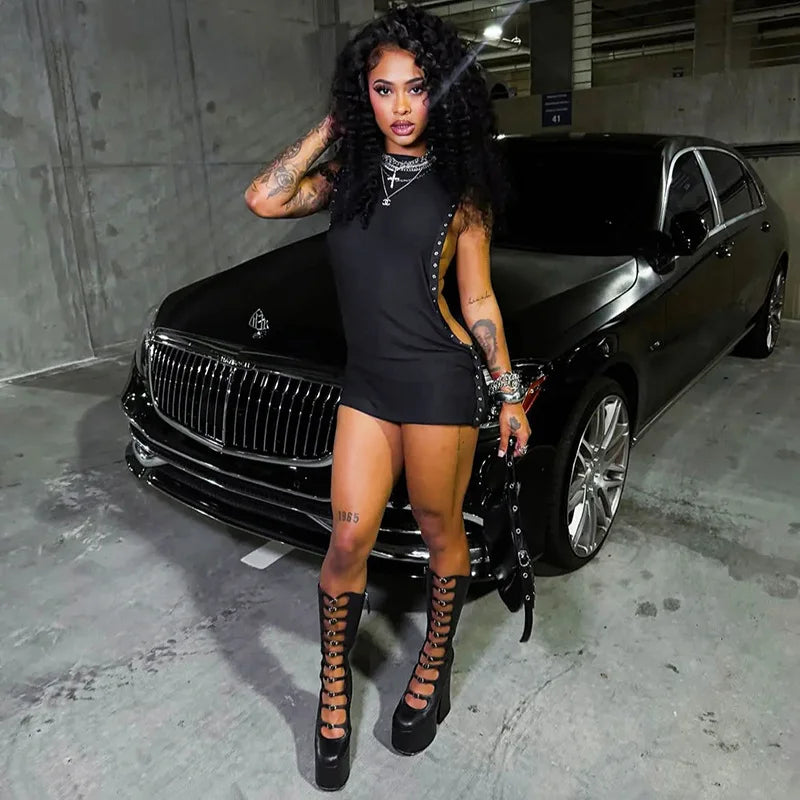 Eyelet Cut-Out Mini Dress | MzStar Fashion | view 5