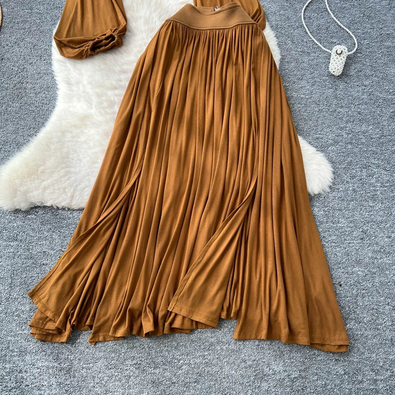 Lantern Blouse & Slit Skirt Set | MzStar Fashion | view 6