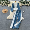 Hooded Denim Patchwork Set | MzStar Fashion | view 8