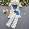 Denim Patchwork Shirt & Pants Set | MzStar Fashion | view 7