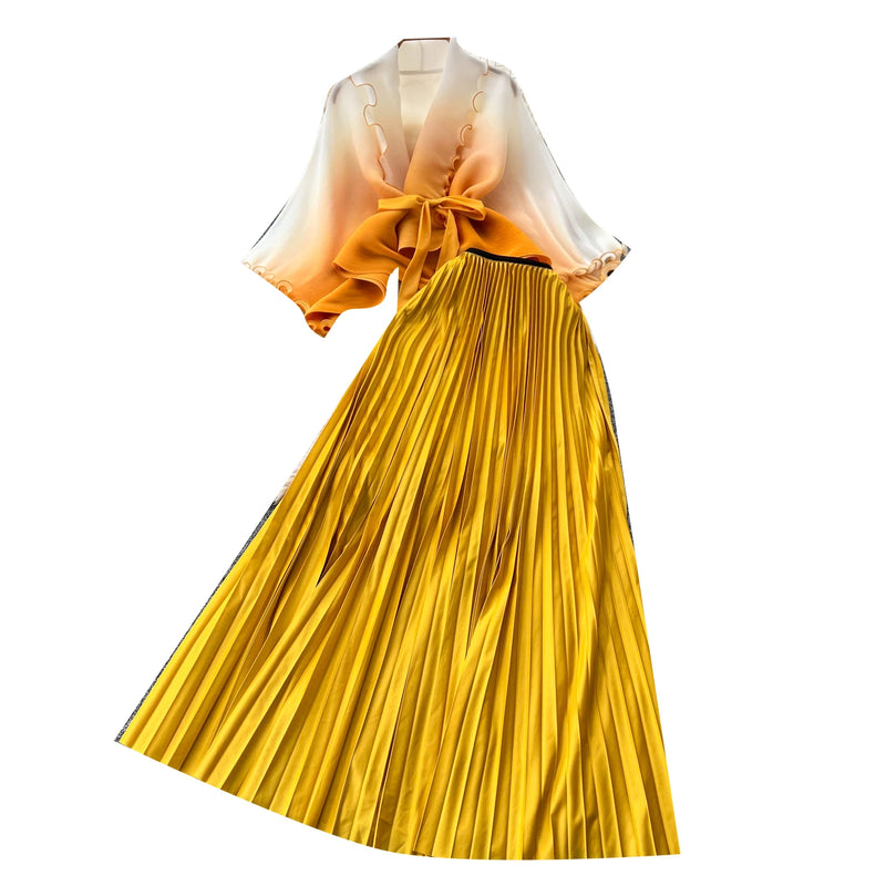 Bandage Top & Pleated Skirt Set | MzStar Fashion | view 5