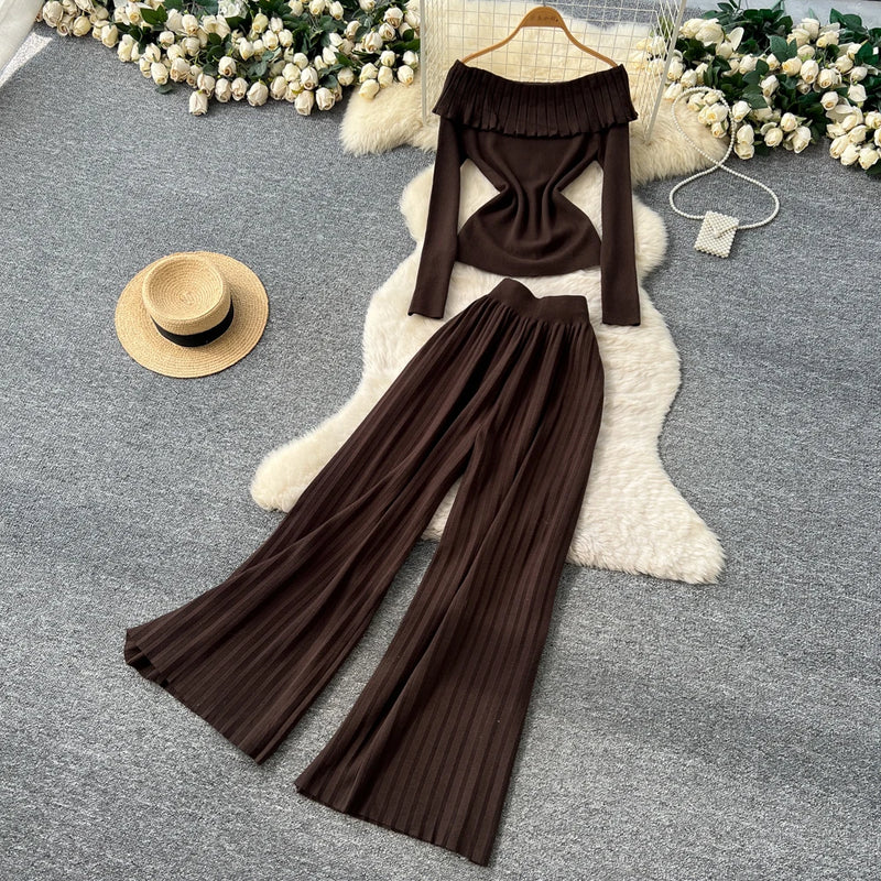 Ruffle Knit Top & Pants Set | MzStar Fashion | view 5