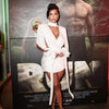 White Choker Cape-Sleeve Dress | MzStar Fashion | view 3