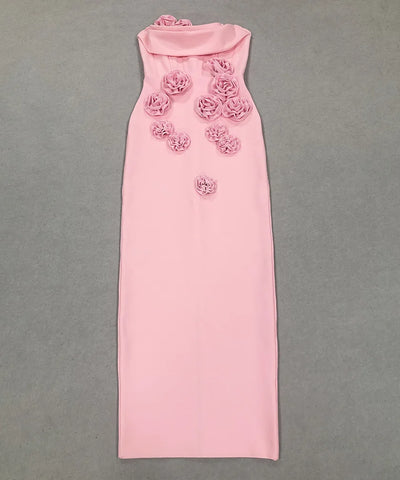 Strapless Ruffle Floral Maxi Dress