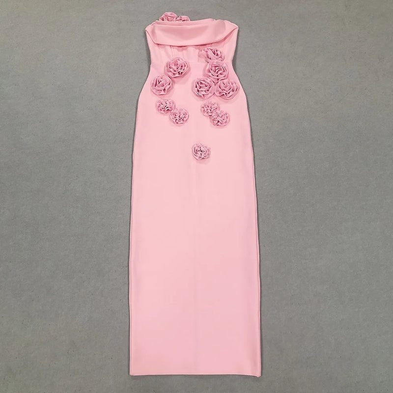 Strapless Ruffle Floral Maxi Dress | MzStar Fashion | view 2