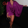 Purple Swing-Sleeve Mini Dress | MzStar Fashion