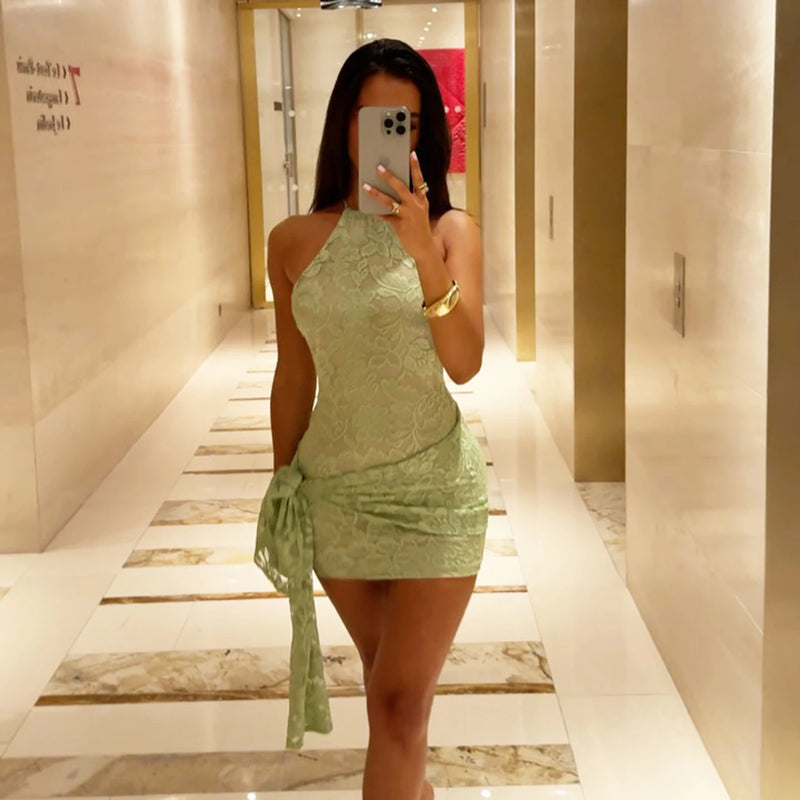 Sheer Lace Wrap Mini Dress | MzStar Fashion | view 2