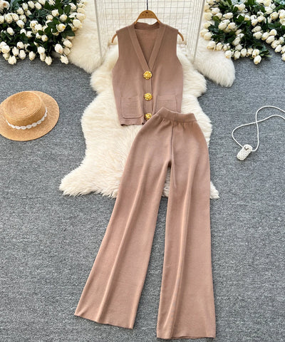 Rhinestone Knit & Mesh Skirt Set