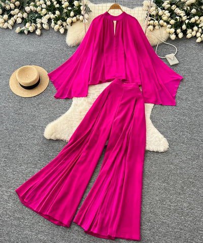 Lantern Sleeve Two-Piece Set | MzStar Fashion