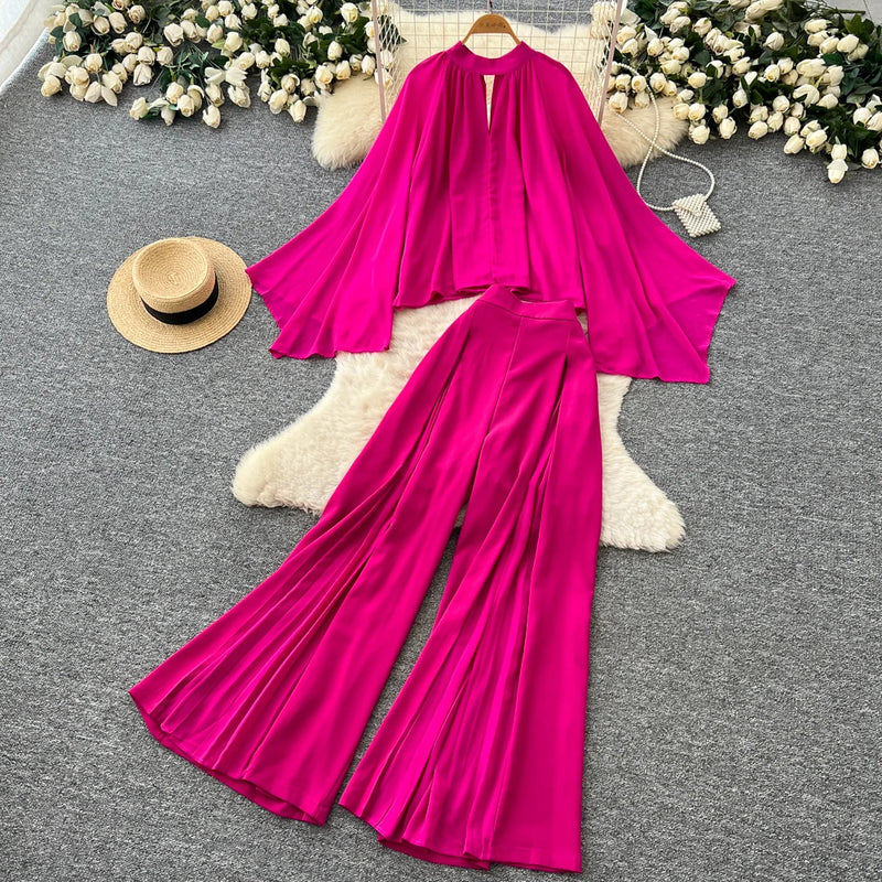 Lantern Sleeve Two-Piece Set | MzStar Fashion