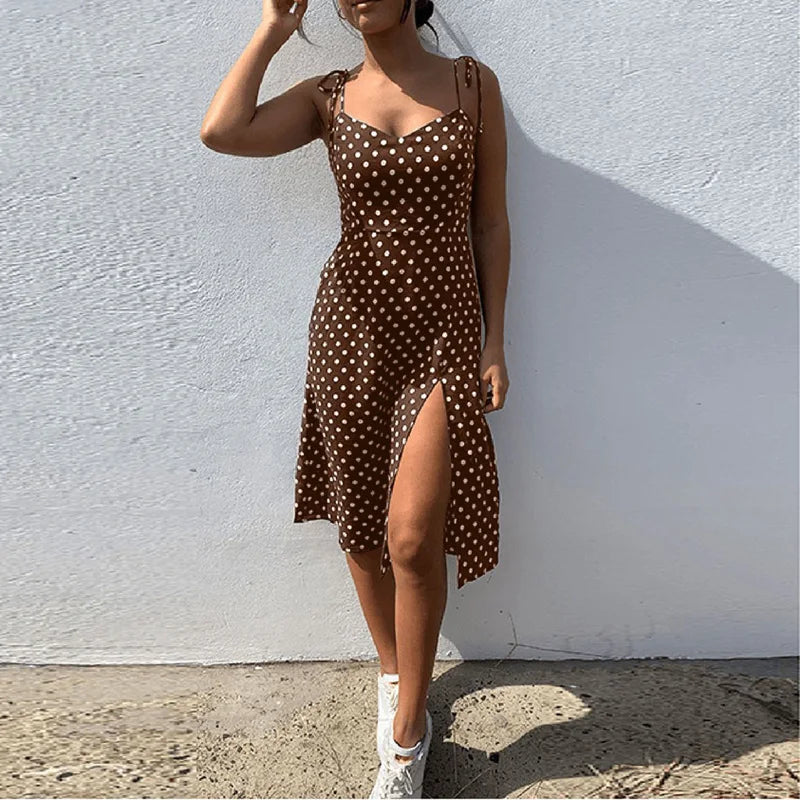 Polka Dot Pleated Sundress | MzStar Fashion | view 2