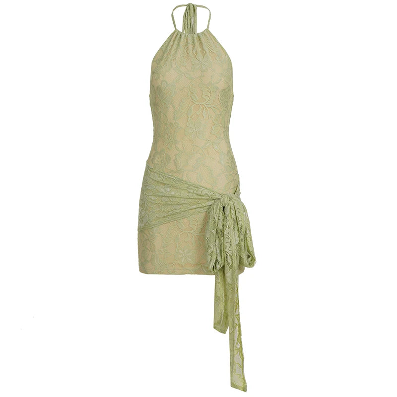 Sheer Lace Wrap Mini Dress | MzStar Fashion | view 7
