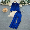 V-Neck Knit Three-Piece Set | MzStar Fashion