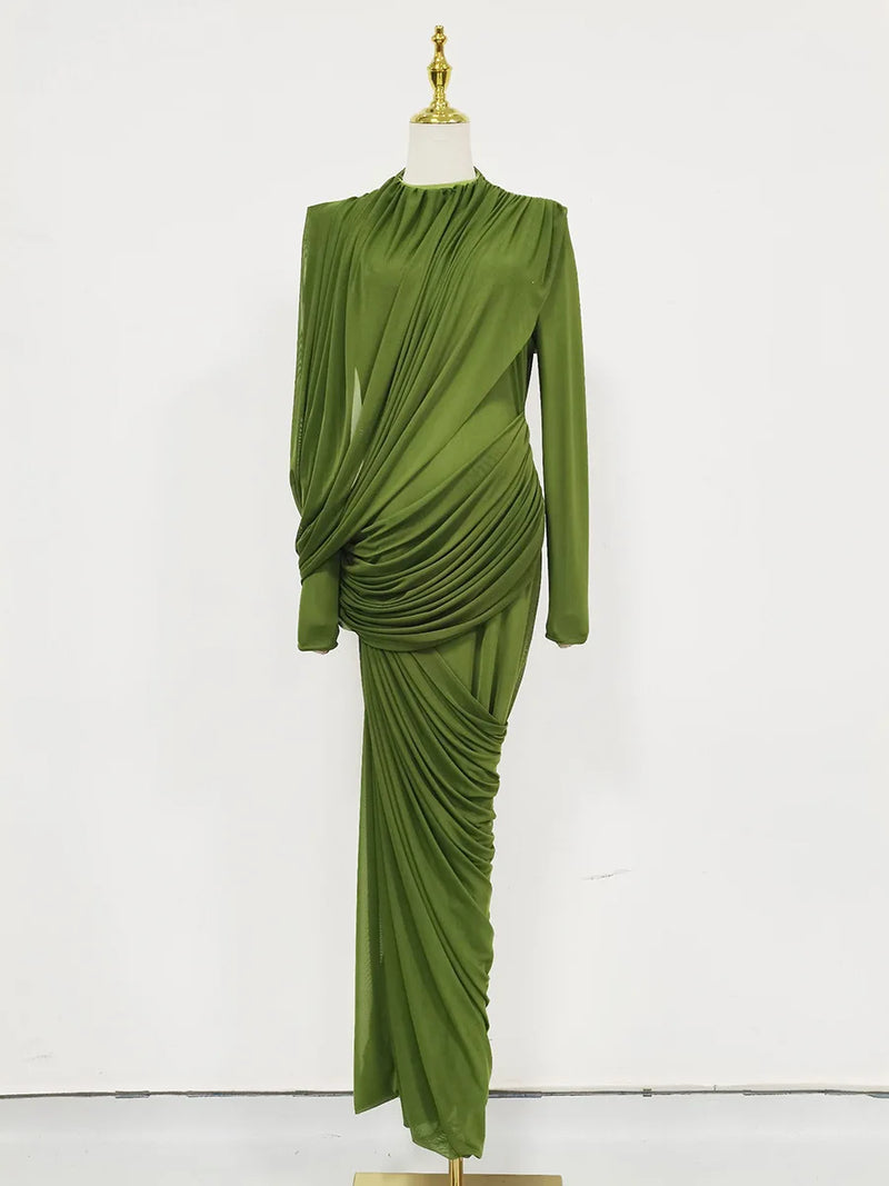 Modest Ruffle Knit Maxi Dress | MzStar Fashion | view 4
