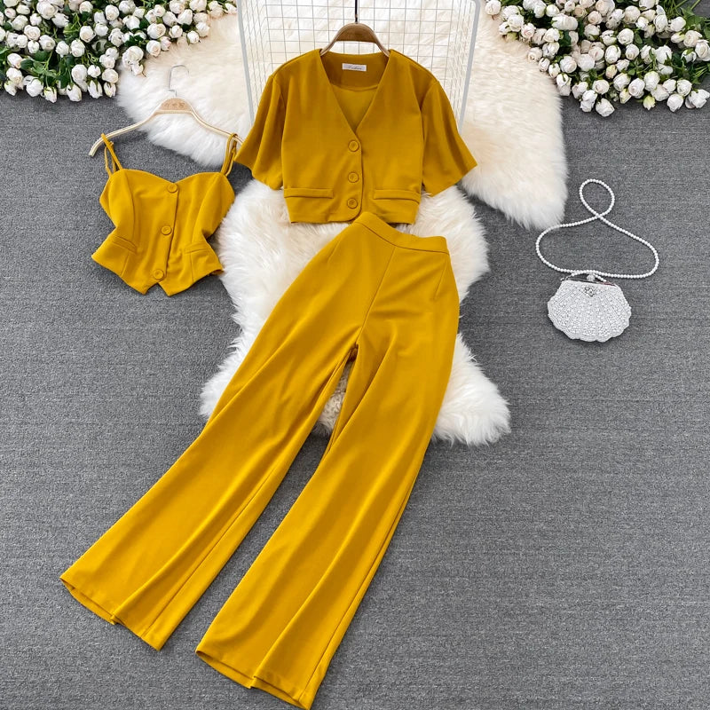 Chiffon Three-Piece Pants Set | MzStar Fashion | view 3