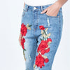 Embroidered Stacked Mom Jeans | MzStar Fashion | view 4
