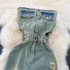 Strapless Ripped Denim Jumpsuit | MzStar Fashion | view 2