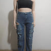 Rhinestone Tassel Multi-Pocket Jeans | MzStar Fashion | view 4