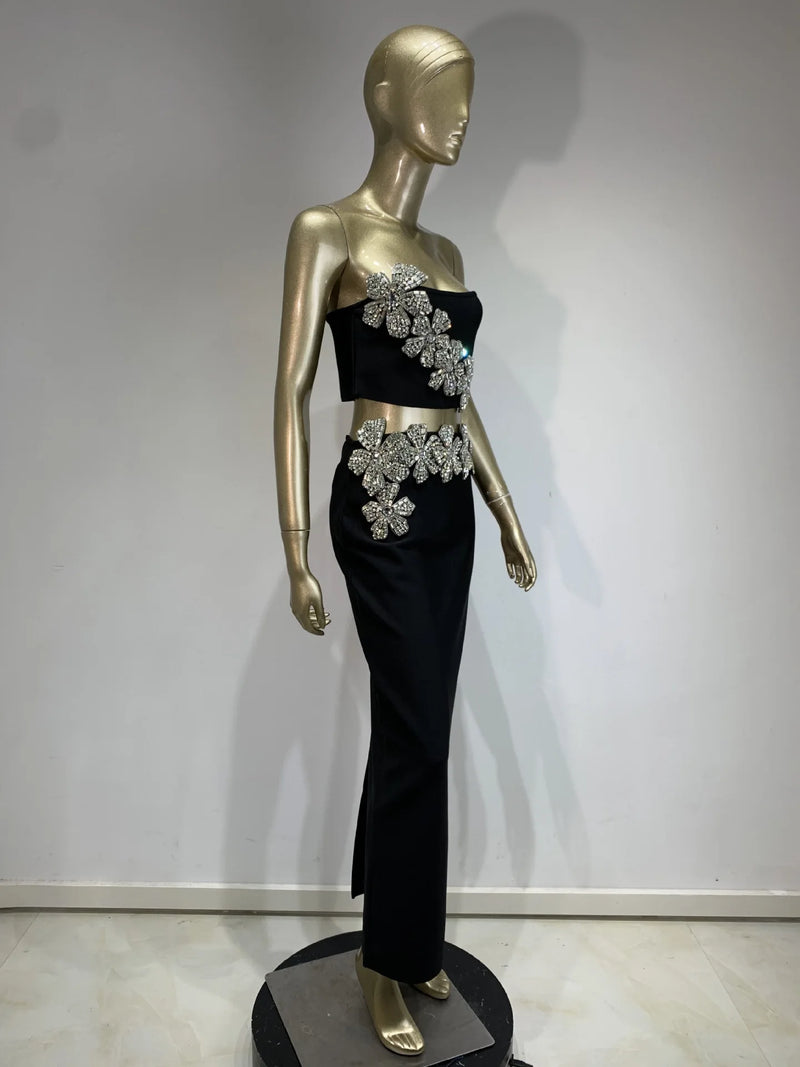 Crystal Bandage Two-Piece Dress Set | MzStar Fashion | view 4