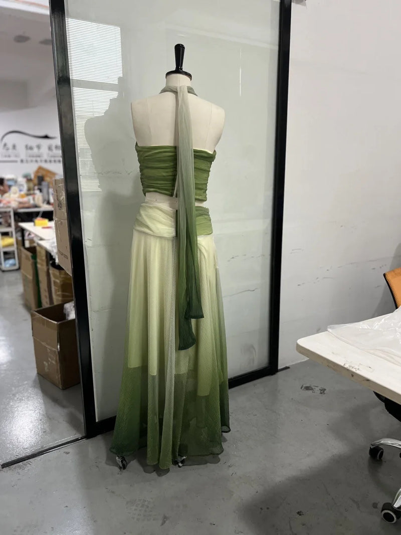 Halter Crop Top & Maxi Skirt Set | MzStar Fashion | view 3
