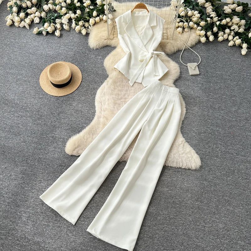 Sleeveless Knit Top & Pants Set | MzStar Fashion | view 2