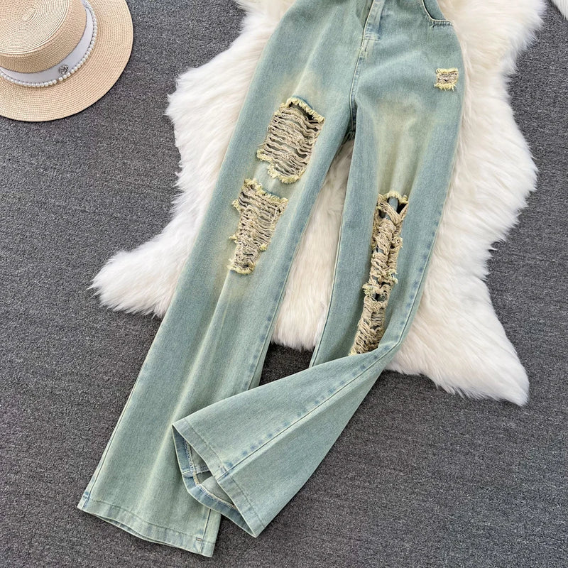 Strapless Ripped Denim Jumpsuit | MzStar Fashion | view 3
