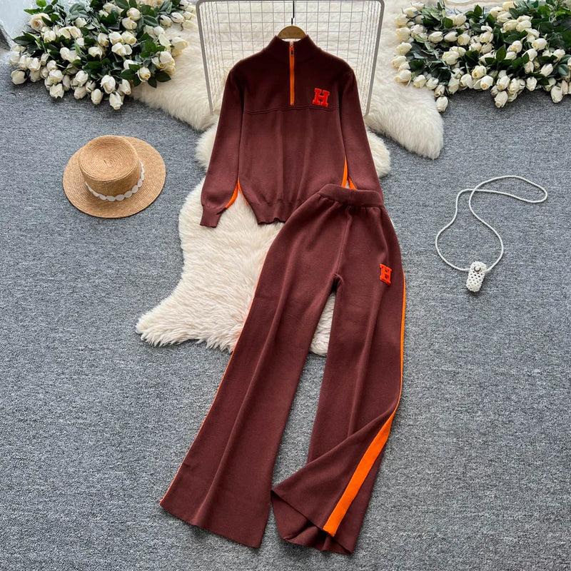 Letter Knit Jogger Set | MzStar Fashion | view 4