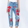 Embroidered Stacked Mom Jeans | MzStar Fashion | view 5