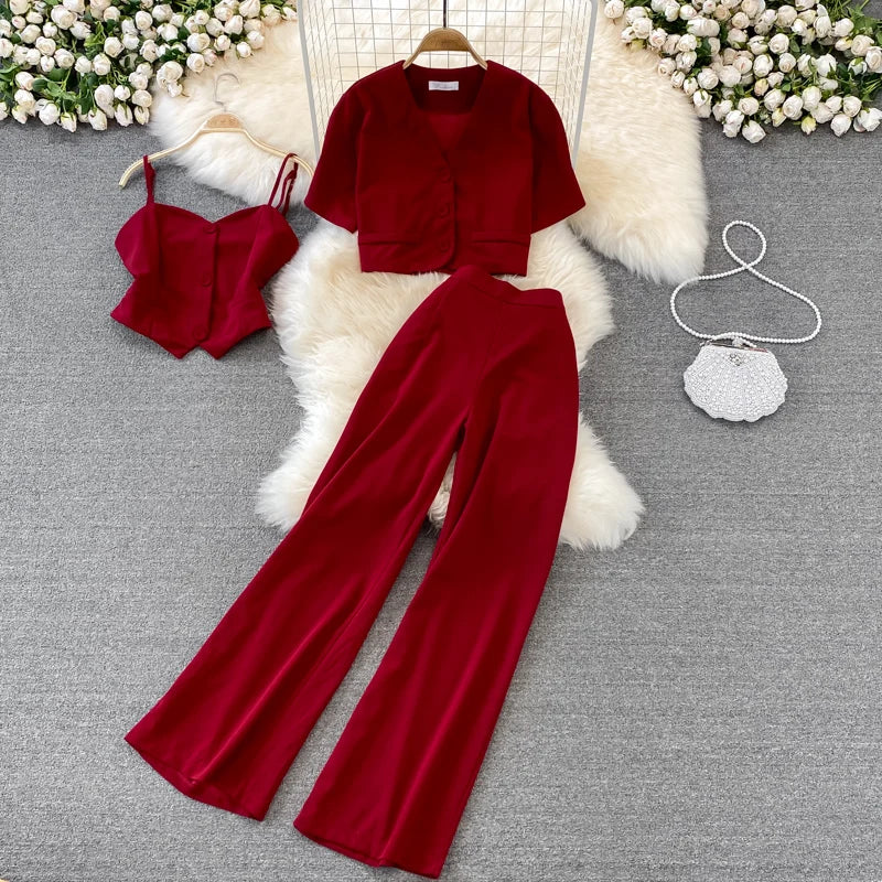 Chiffon Three-Piece Pants Set | MzStar Fashion | view 7