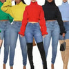 Lantern Sleeve Knit Crop Sweater | MzStar Fashion | view 2