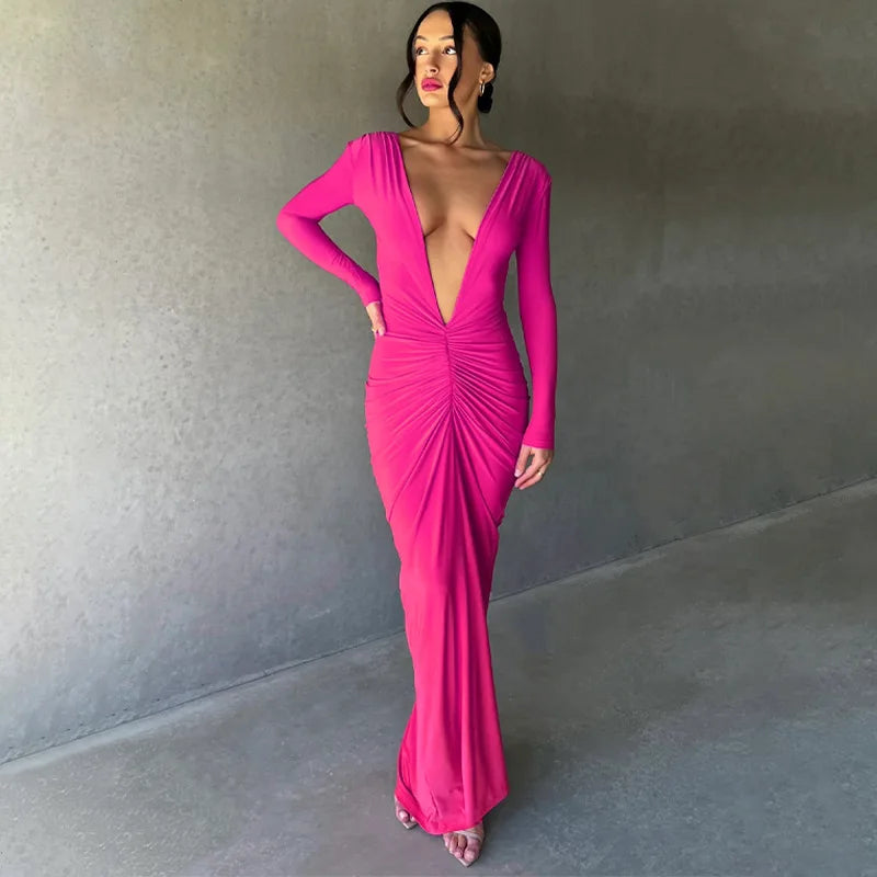 Ruched Backless Slip Maxi Dress | MzStar Fashion | view 2