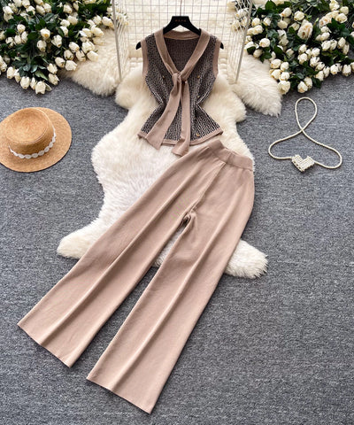 V-Neck Slim Two-Piece Set