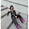 Graffiti Color-Block Denim Work Pants | MzStar Fashion | view 2