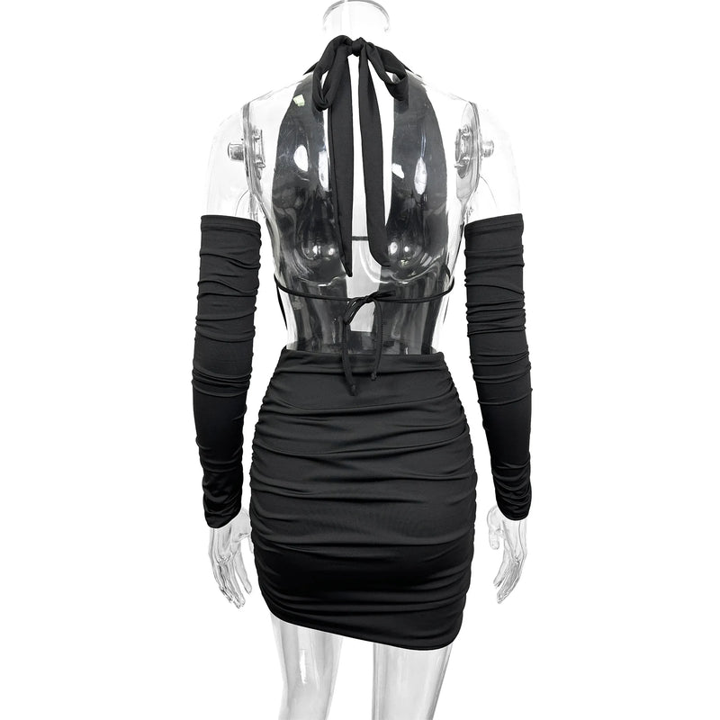 Halter Pleated Pencil Dress | MzStar Fashion | view 6