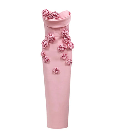 Strapless Ruffle Floral Maxi Dress | MzStar Fashion