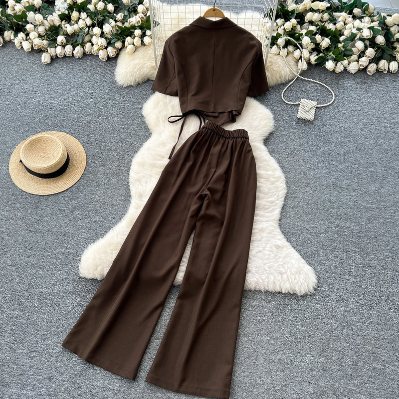 Notch Collar Top & Pants Set | MzStar Fashion | view 4