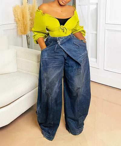 Retro Washed Loose Jeans | MzStar Fashion