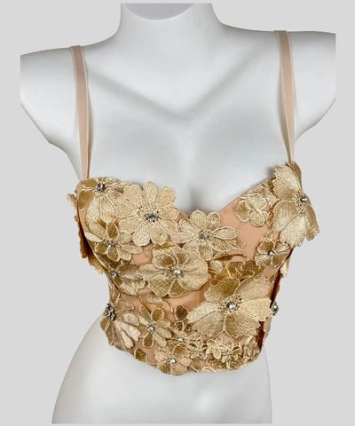 Rhinestone Flower Corset Top