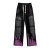 Graffiti Color-Block Denim Work Pants | MzStar Fashion | view 7