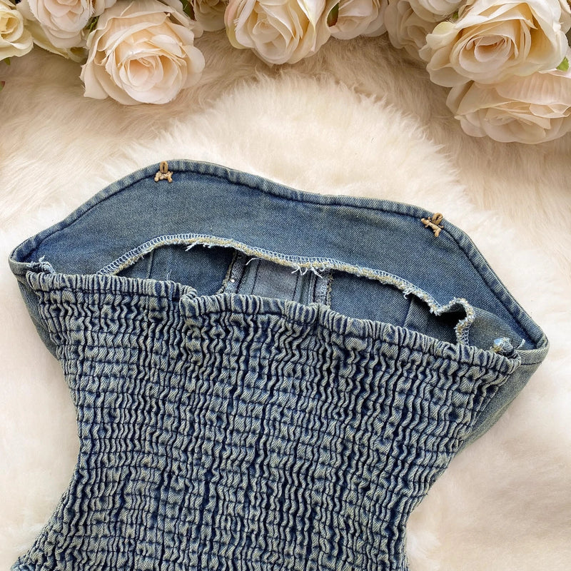 Rivet Tube Top & Jeans Set | MzStar Fashion | view 4