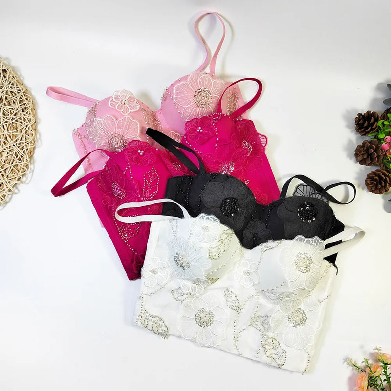 Lace Flower Bandeau Top | MzStar Fashion | view 2