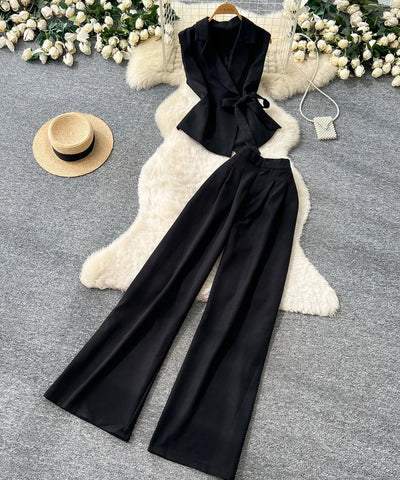 Sleeveless Knit Top & Pants Set | MzStar Fashion