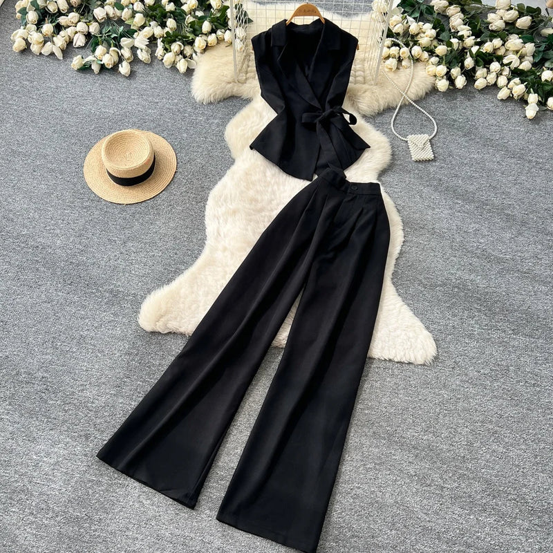 Sleeveless Knit Top & Pants Set | MzStar Fashion