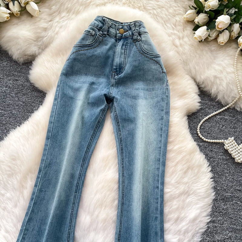 Vintage Print High-Waist Jeans | MzStar Fashion | view 2