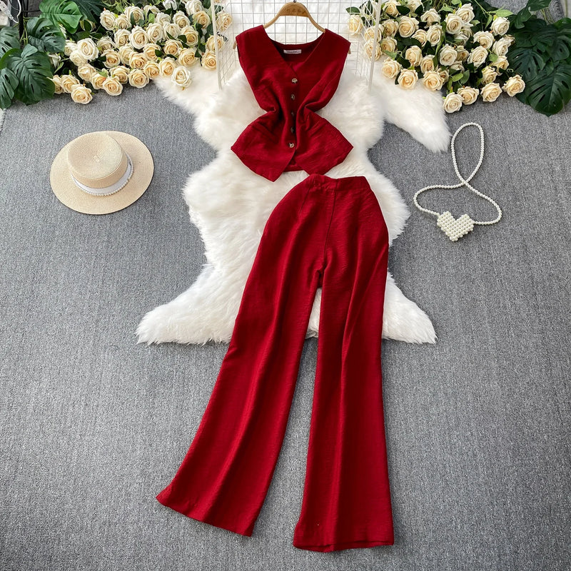 Sleeveless Vest & Trousers Set | MzStar Fashion | view 3