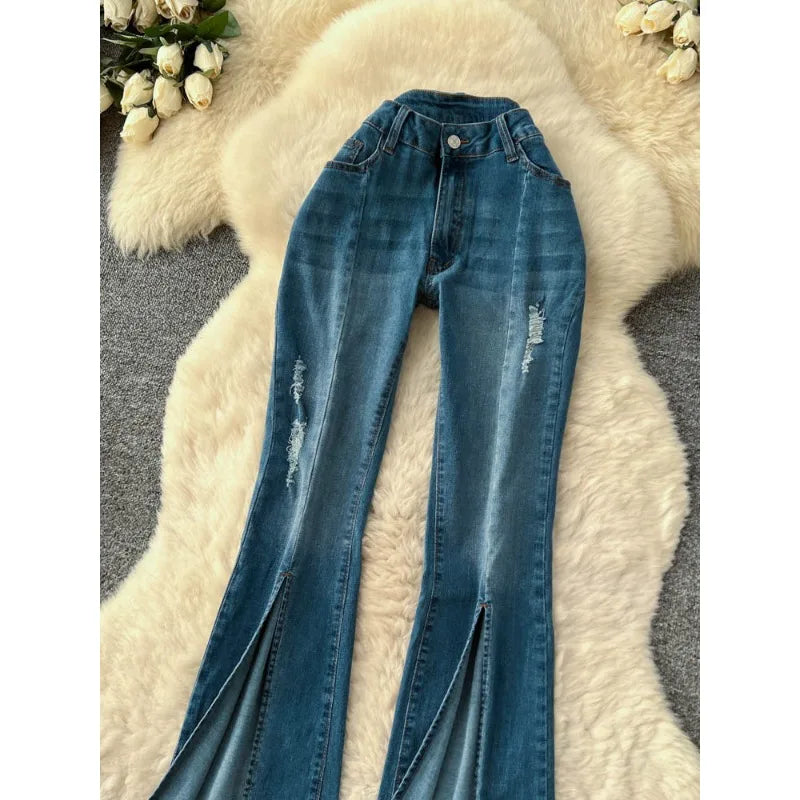 Retro High-Waist Slim Jeans | MzStar Fashion | view 3