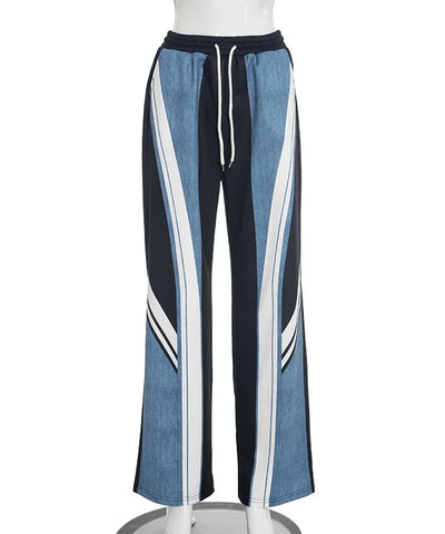 Color-Block Patchwork Loose Pants
